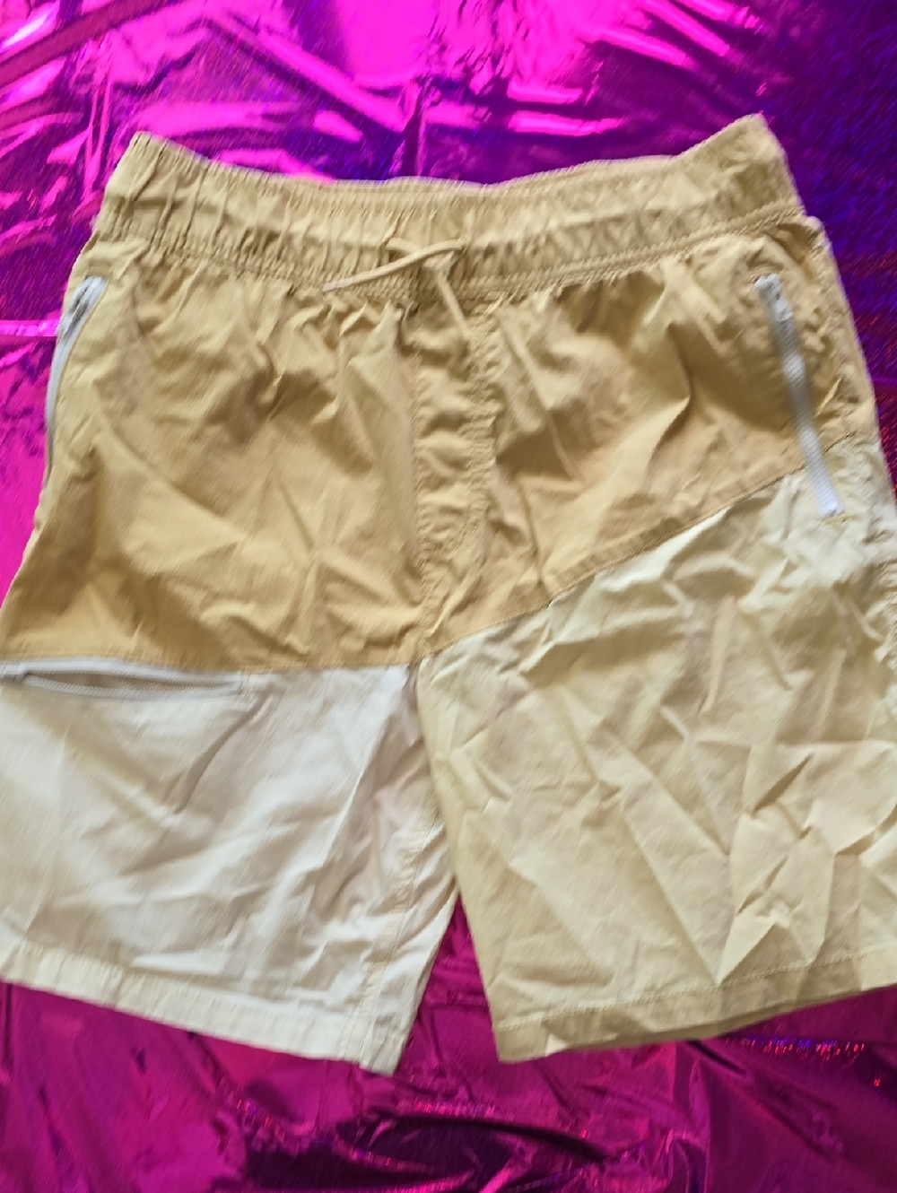wonder nation Yellow and Cream Colorblock Kids Swim Trunks